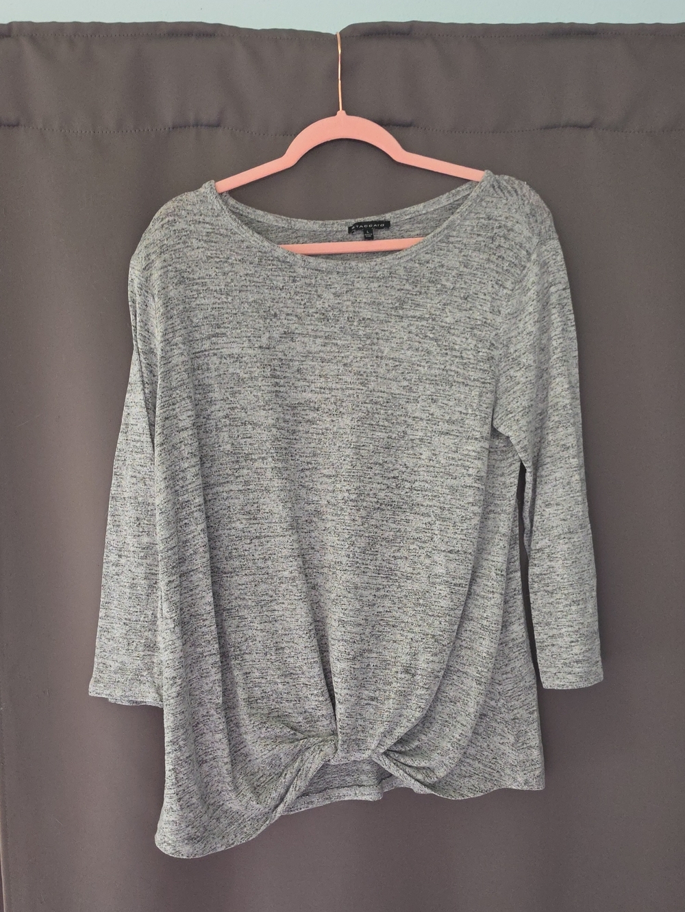 Staccato Heather Gray Twist-Front Long Sleeve Top